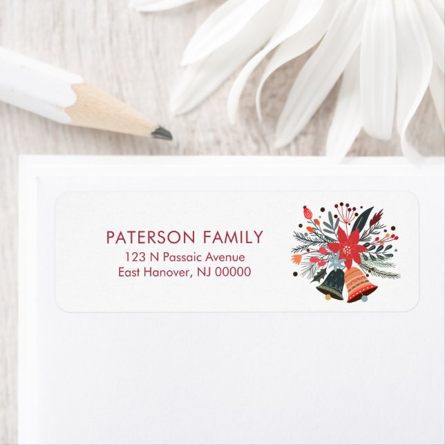 Etiqueta Sinos de Natal e Flores (Insitu)