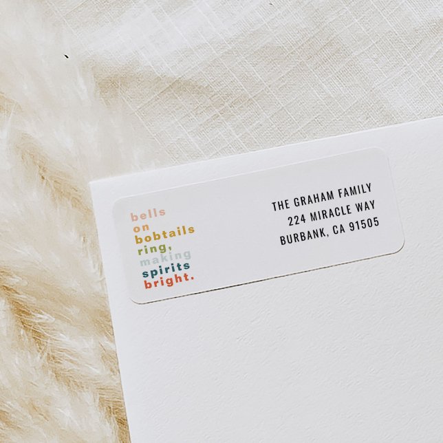 Etiqueta Sinos no endereço de devolução do Bobtails (Bells on Bobtails festive Christmas carol return address labels.)