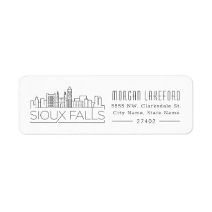 Etiqueta Sioux Falls, S. Dakota Stylized Skyline