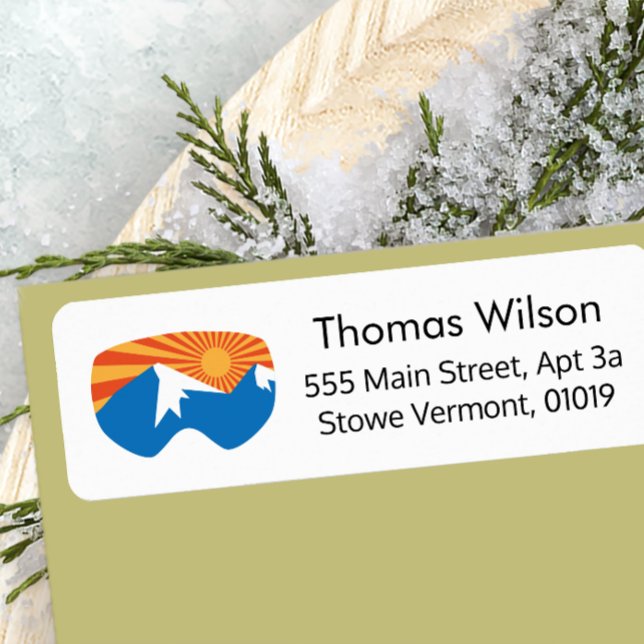 Etiqueta Skier Snow Goggles Skiing Mountain (Criador carregado)