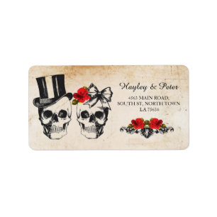 Etiqueta Skulls Rosa Rustic Address Labels Stickers Casamen