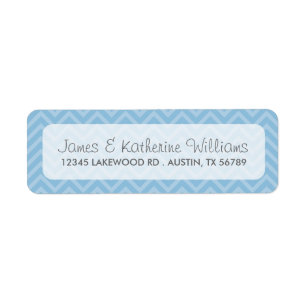 Etiqueta Sky Blue Chevron Stripes Moderno Casamento