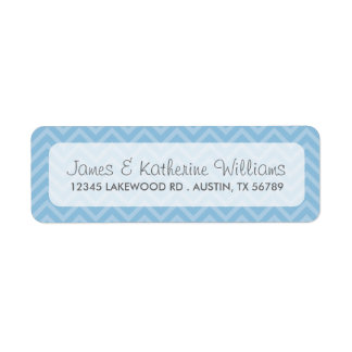 Etiqueta Sky Blue Chevron Stripes Moderno Casamento