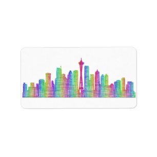 Etiqueta Skyline da cidade de Seattle