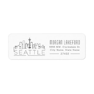 Etiqueta Skyline estilizado de Seattle