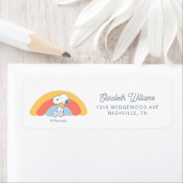 Etiqueta Snoopy & Woodstock Rainbow Baby Shower Label
