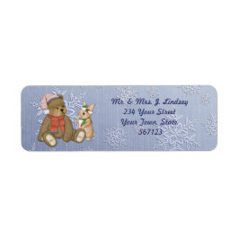 Etiqueta Snowflake Bear & Bunny Address Label