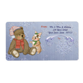 Etiqueta Snowflake Bear & Bunny Shipping Label