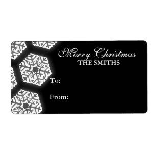 Etiqueta Snowflakes Family Gift Tag Preto
