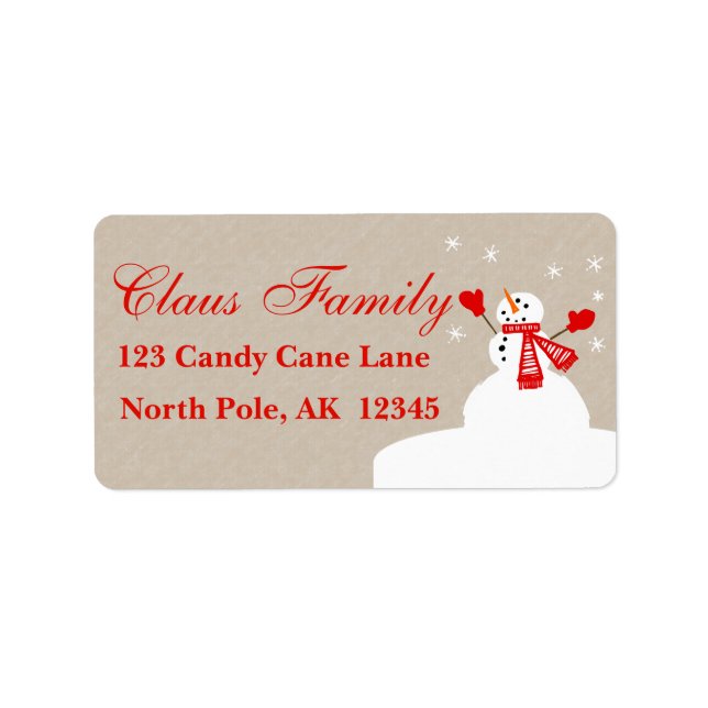 Etiqueta Snowman Address Labels Personalizar Personalizar P (Frente)