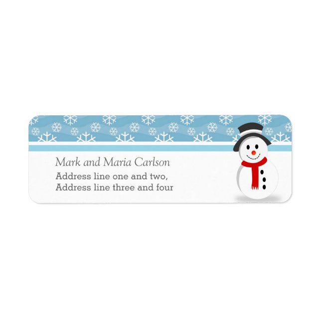 Etiqueta Snowman and Snowflakes Custom Christmas (Frente)