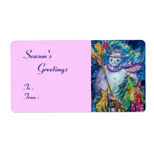 ETIQUETA SNOWMAN COM ÁRVORE DE NATAL, OWL E BRINQUEDOS