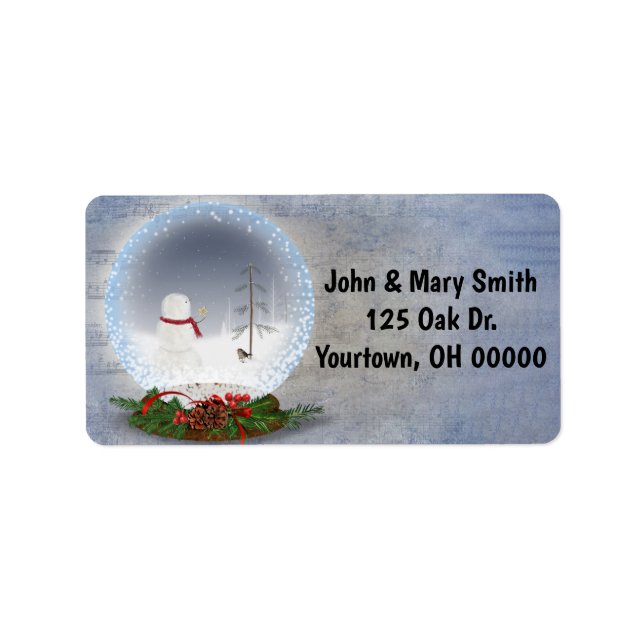 Etiqueta Snowman no Globo de Neve (Frente)