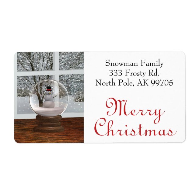 Etiqueta Snowman Snow Globe (Frente)