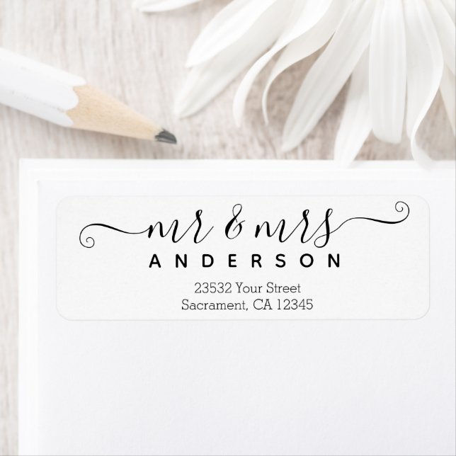 Etiqueta Sobrenome Personalizado Moderno e Sra. Família (Insitu)