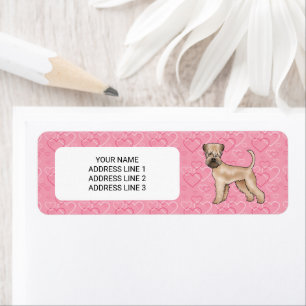 Etiqueta Soft-Coated Wheaten Terrier Corações Rosa e Texto