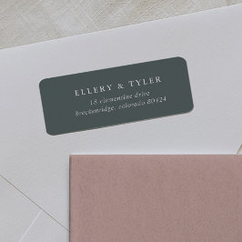 Etiqueta Solid Stormy Green Gray and White Return Address