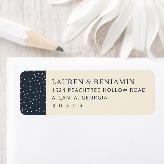 Etiqueta Sophisticated Navy Polka Dots (Insitu)