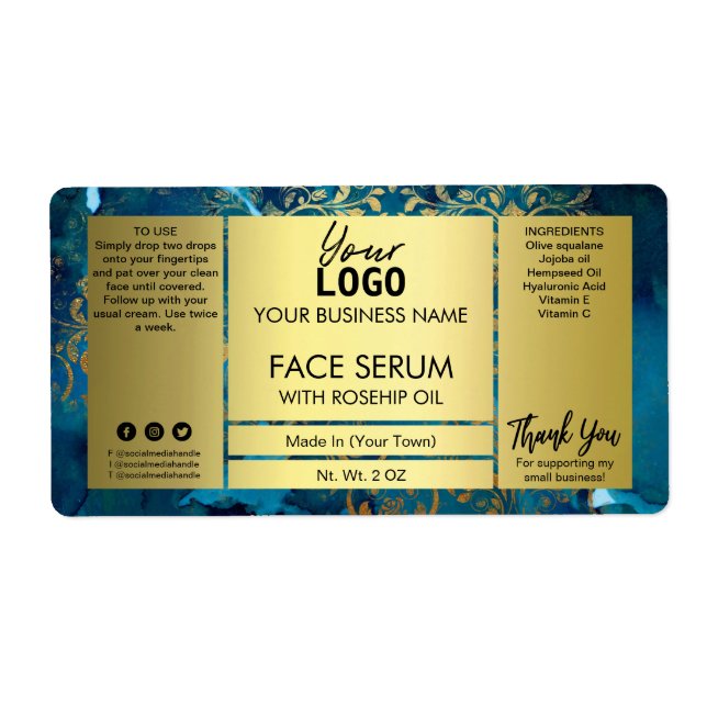 Etiqueta Soro Dourado E Azul (Frente)