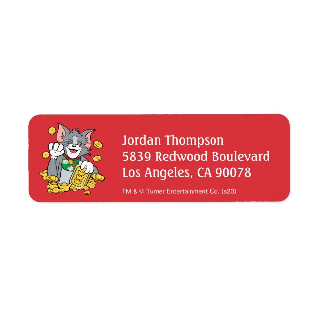 Etiqueta Sortudo Gato Jerry Com Sinais Dourados (Frente)