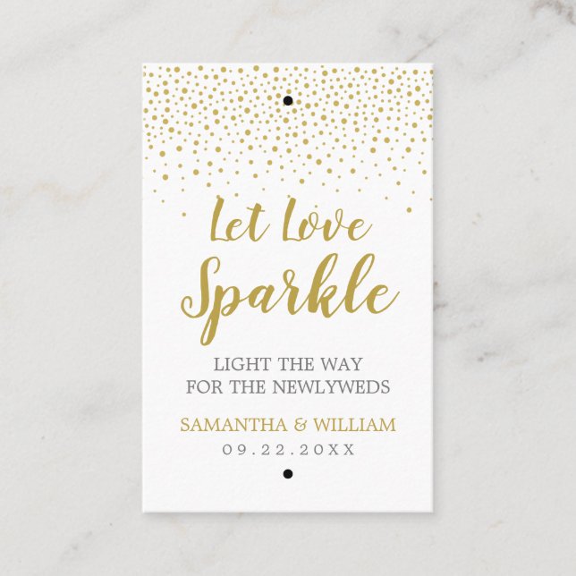 Etiqueta Sparkler de Casamento de Confetti Dourado (Frente)