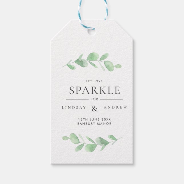 Etiqueta Sparkler de Casamento Eucalyptus Bough (Frente)