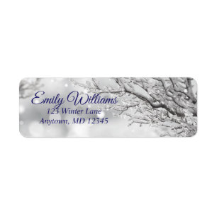 Etiqueta Sparkling Snow and Ice Winter Return Address