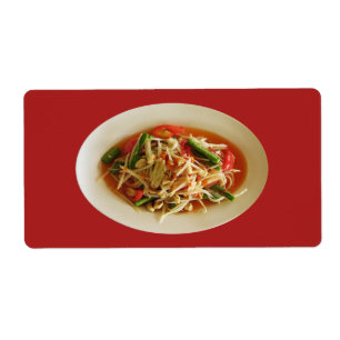 Etiqueta Spicy Papaya Salad ... Comida tailandesa do Laos