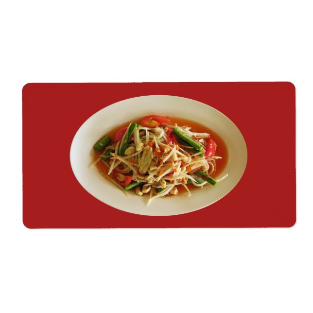 Etiqueta Spicy Papaya Salad [Som Tam] ... Comida tailandesa (Frente)