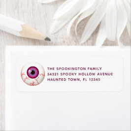 Etiqueta Spooky Bloodshot Eyeball Halloween Endereço de Ret