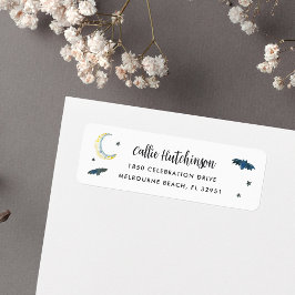 Etiqueta Spooky Halloween Bats Endereço de Devolução