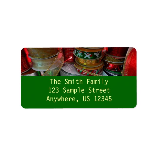 Etiqueta Spools de Férias de Natal Vermelho e Dourado (Frente)