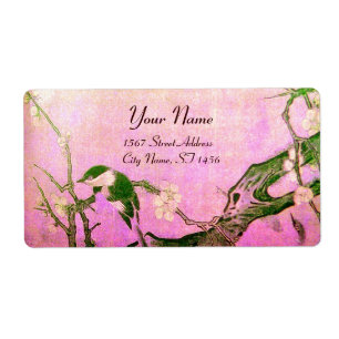 Etiqueta SPRING BIRD AND FLOWER TREE Pink Fuchsia