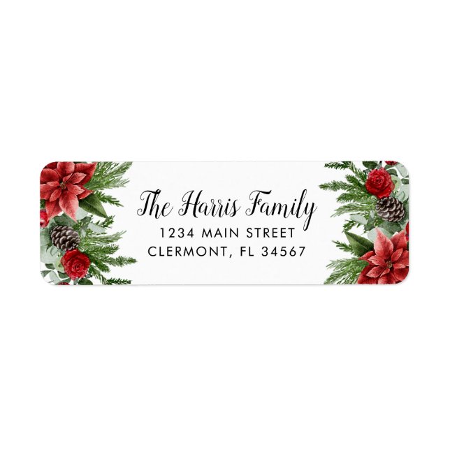 Etiqueta Spruce Pinecone e Poinsettia (Frente)