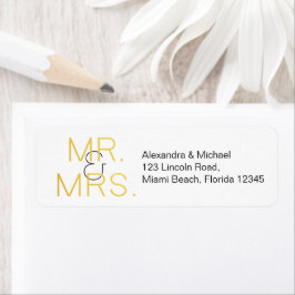 Etiqueta Sr. Casamento com Tipografia Elegante Dourada