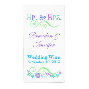 Etiqueta Sr. & Sra. à moda Casamento Mini Vinho Rotulagem