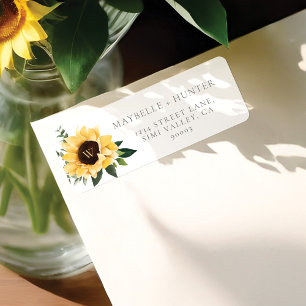 Etiqueta Sr. & Sra. Watercolor Sunflower & Wildflower