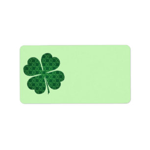 Etiqueta St Patricks Lucky Quatro Padrões de Pano Verde Fol