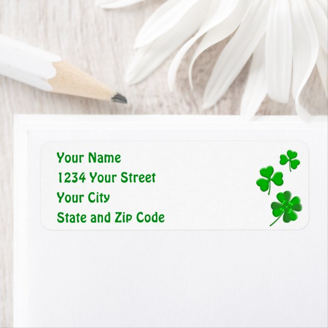 Etiqueta St Patrick's Lucky Shamrock Personalized Address (Insitu)