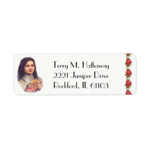 Etiqueta St. Therese as rosas vermelhas pequenas da flor