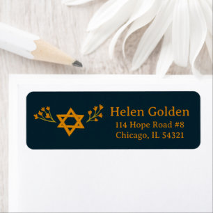 Etiqueta Star of David Floral Jewish Return Address