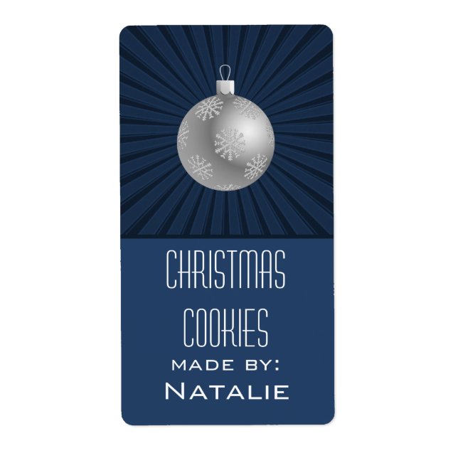 Etiqueta Starburst Stripes Ornament Labs, Azul (Frente)