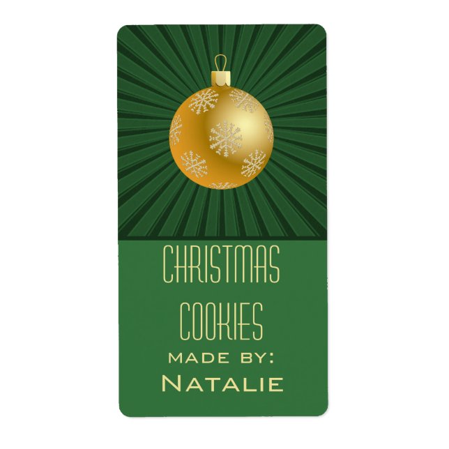 Etiqueta Starburst Stripes Ornament Labs, Verde (Frente)