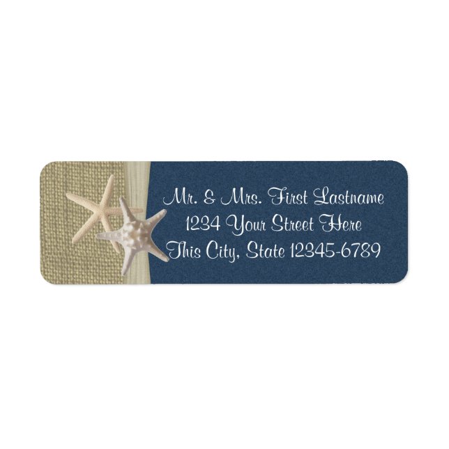 Etiqueta Starfish Beach e Burlap Marinho (Frente)