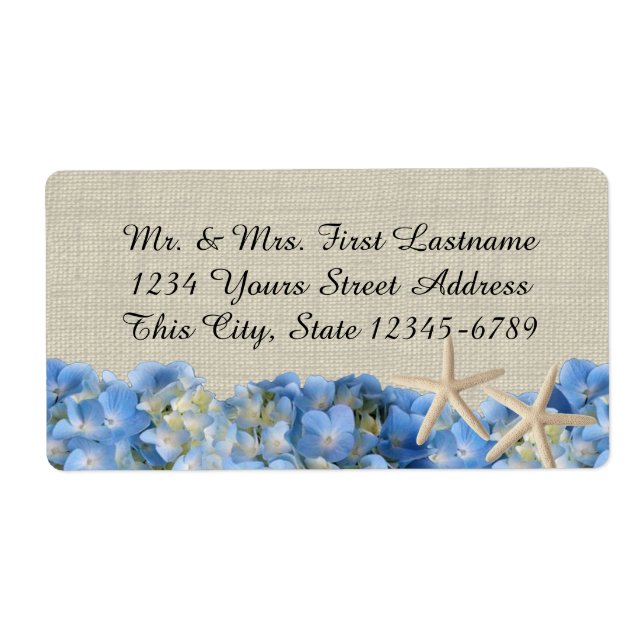 Etiqueta Starfish e Hydrangeas (Frente)