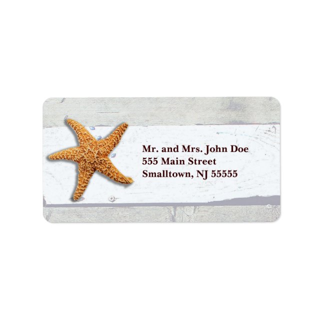 Etiqueta Starfish Rustic Beach Board Nautical (Frente)