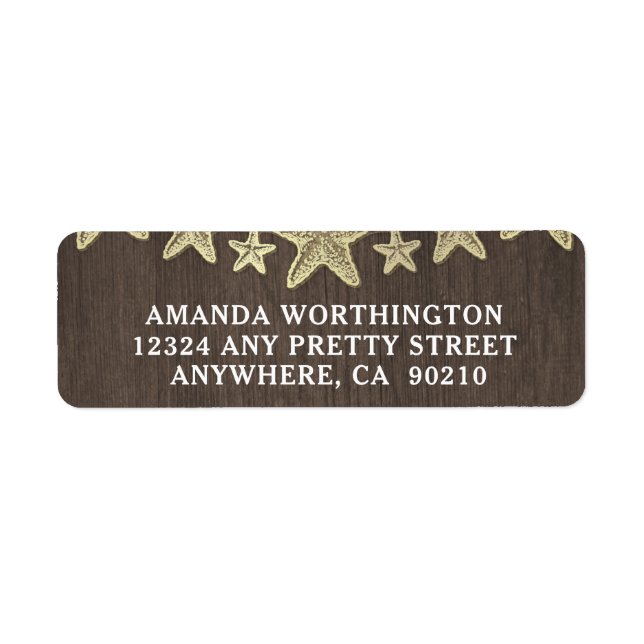 Etiqueta Starfish Rustic Beach Wood Weding Labs (Frente)