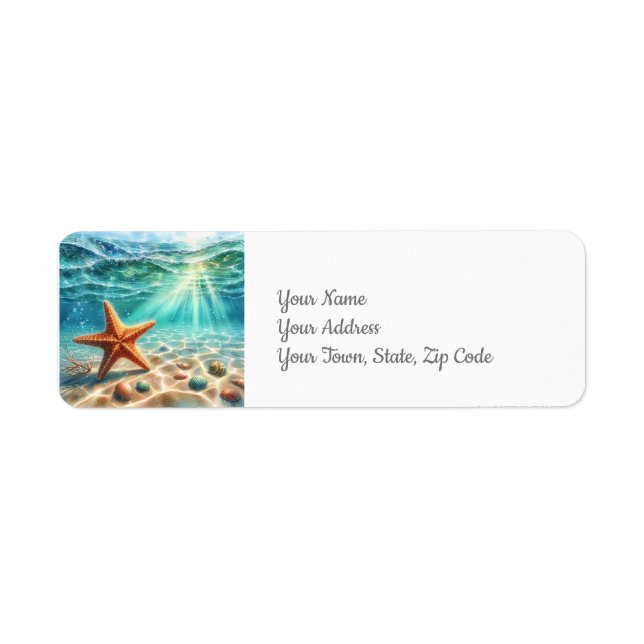 Etiqueta Starfish Sob Praia Costeira Marítima (Frente)