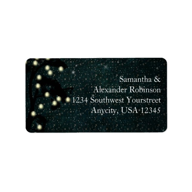 Etiqueta Starry Midnight Lights String Lantern Casamento (Frente)