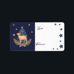 Etiqueta Starry Night Merry Christmas Tree Reindeer<br><div class="desc">Celebre a época mágica e festiva de feriado com as etiquetas de presentes de adesivos de férias. A design apresenta nossas próprias renas brancas, impressas à mão, árvore de Natal e verde de Natal que é criado em um design. Estrelado brilhando estrelas douradas falsas brilham contra um céu marinho azul...</div>